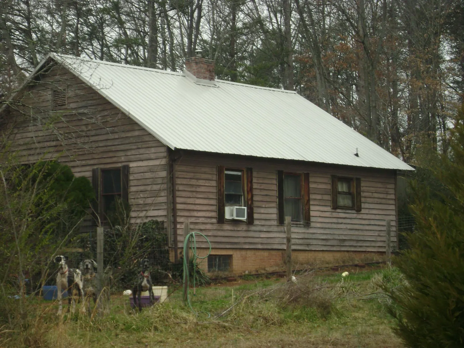 White metal roof on an old wood sided farmhouse, from a Metal Roof Installation job in Flanagan
